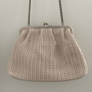 Cream, woven textured handbag